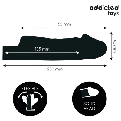 Addicted Toys - péniszköpeny heregyűrűvel - 23 cm (átlátszó)