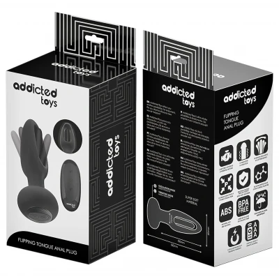 Addicted Toys - mozgó nyelves anál vibrátor férfiaknak (fekete)