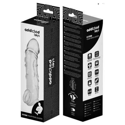 Addicted Toys - péniszköpeny heregyűrűvel - 22 cm (áttetsző)