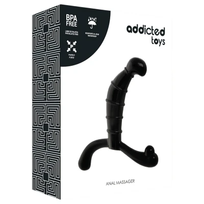 Addicted Toys - prosztata masszírozó és gátizgató dildó (fekete, 11,3 cm)