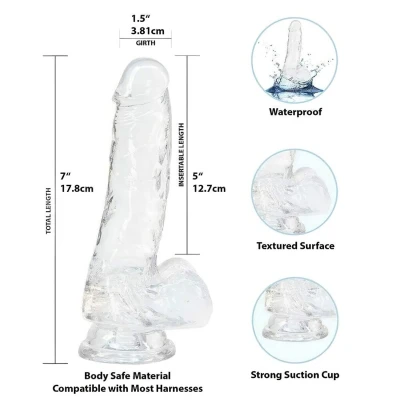 Addiction Crystal - tapadókorongos dildó (átlátszó) - 18 cm