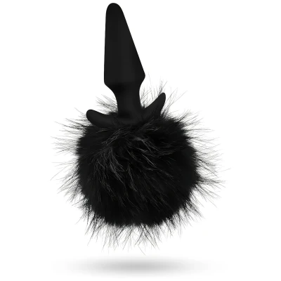 Anal Adventures Platinum - szilikon anál plug nyuszifarokkal (fekete)