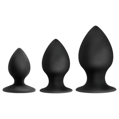 Anal Adventures Platinum Stout - anál plug szett - 3 db (fekete)