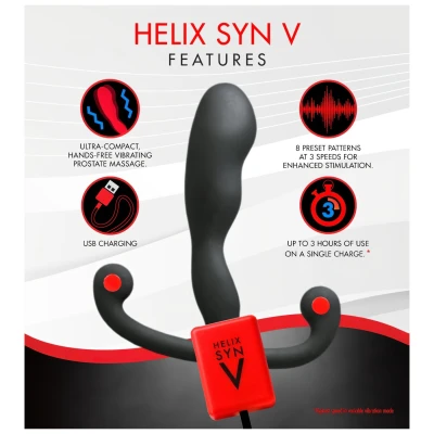 Aneros Helix Syn V - akkus prosztata vibrátor (fekete) - 12,7 cm