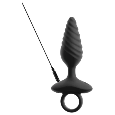 ANOS - bordázott vibrációs anál plug (fekete)