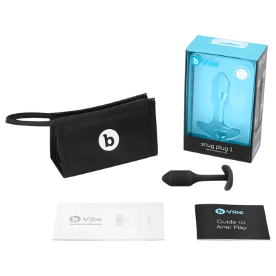 b-Vibe Snug Plug 1 - fekete szilikon anál plug belső súllyal (55 g)