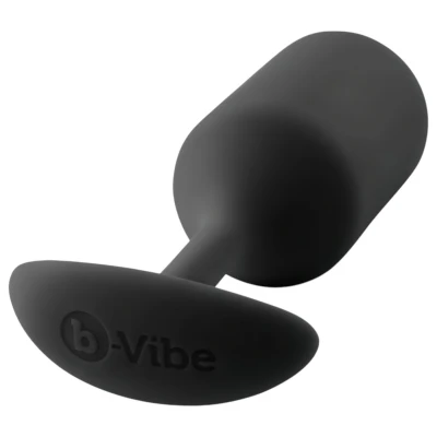 b-Vibe Snug Plug 3 - fekete dupla golyós butt plug, anál plug (180 g)