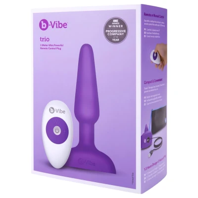 b-Vibe Trio - 3 motoros, rádiós anál vibrátor (lila)