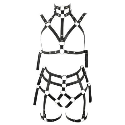 Bad Kitty - bondage testhám melltartó szett (fekete)