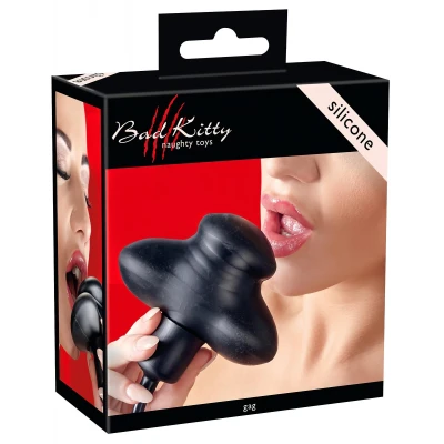 Bad Kitty - pumpálható felfújható szájpecek BDSM játékhoz (fekete)
