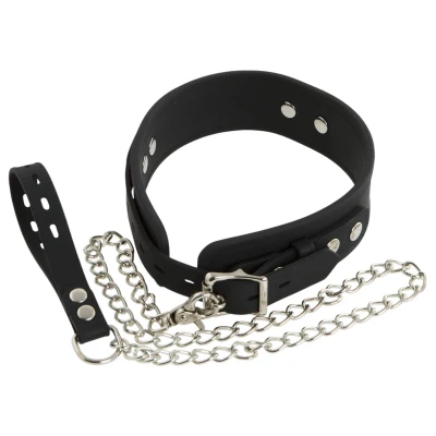 Bad Kitty - szilikon nyakörv és póráz, bondage szett (fekete)