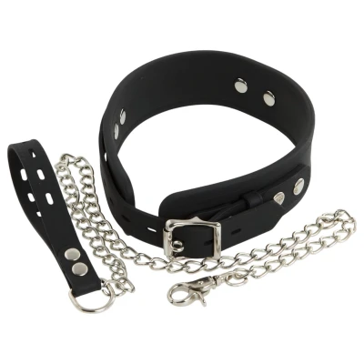 Bad Kitty - szilikon nyakörv és póráz, bondage szett (fekete)