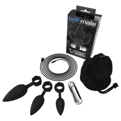 Bathmate Anal Training Plugs Vibe - vibrációs anál plug szett (fekete)
