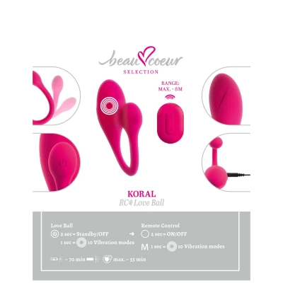 Beau Coeur Koral - hordható vibrotojás távirányítóval (pink)