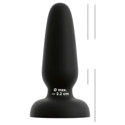 Black Velvets - tapadókorongos szilikon anál plug (fekete) - S