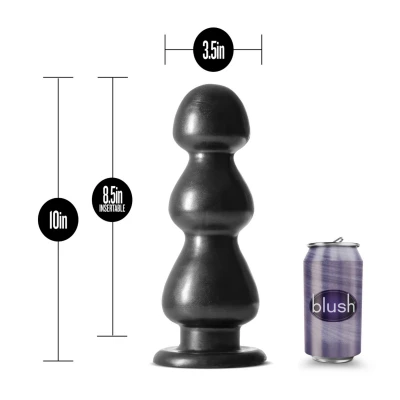 Blush Jet - tapadótalpas, gyöngyös dildó (fekete)