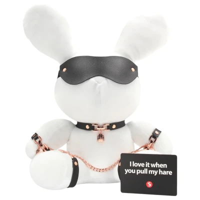 Bondage Rabbit - BDSM nyuszi plüss, vicces ajándék (fehér)