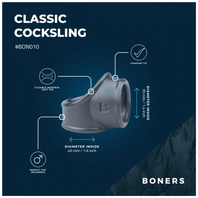 Boners Cocksling - péniszgyűrű és herenyújtó-gyűrű (szürke)