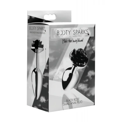 Booty Sparks Black Rose - alumínium anál plug (ezüst-fekete)