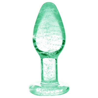 Booty Sparks Glow in the Dark S - üveg anál plug (átlátszó)