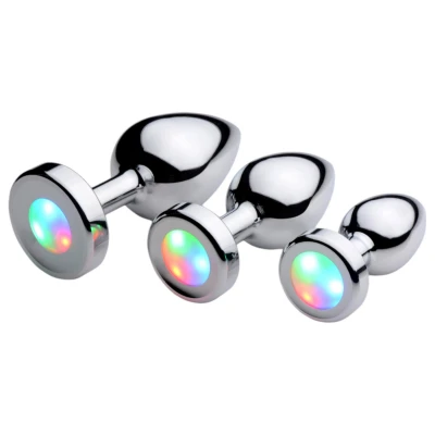 Booty Sparks - LED világító anál plug, nagy méret (ezüst)