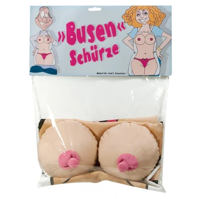 Erotikus ajándék konyhai kötény (plüss mellekkel)