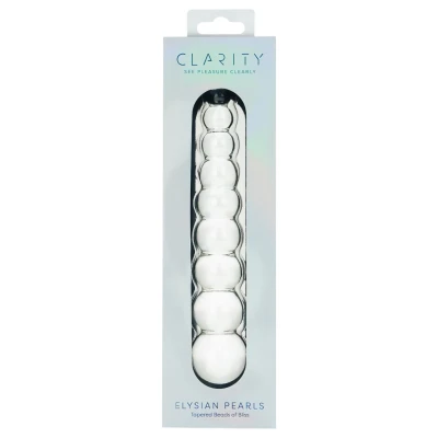 Clarity Elysian Pearls - gyöngyös üveg dildó (átlátszó)