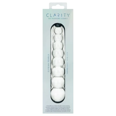 Clarity Elysian Pearls - gyöngyös üveg dildó (átlátszó)