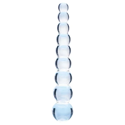 Clarity Elysian Pearls - gyöngyös üveg dildó (átlátszó)