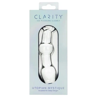 Clarity Utopian Mystique - bordázott üveg anál dildó (átlátszó)