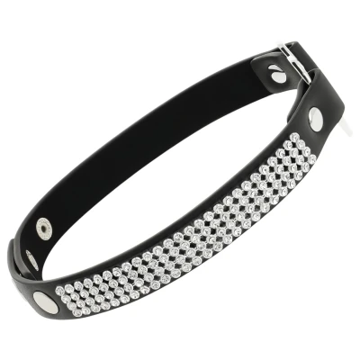 Coquette - strasszos choker nyakpánt szív medállal (fekete)