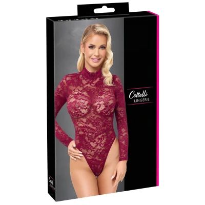 Cottelli - átlátszó csipke body (piros)