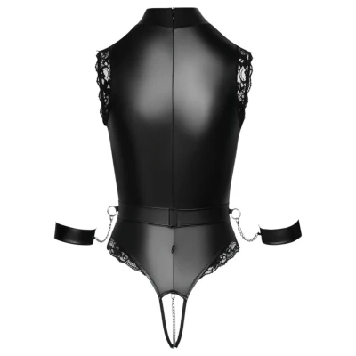 Cottelli Bondage - nyitott cici villantós body (fekete)