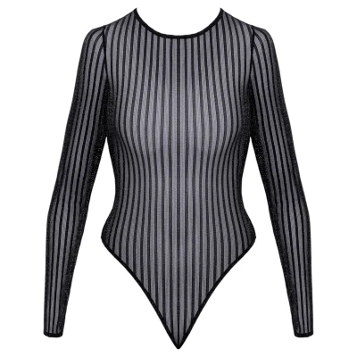 Cottelli - csíkos, ezüstszálas body (fekete) - S-L