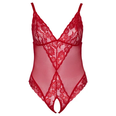 Cottelli Curves - áttetsző csipke body (piros)