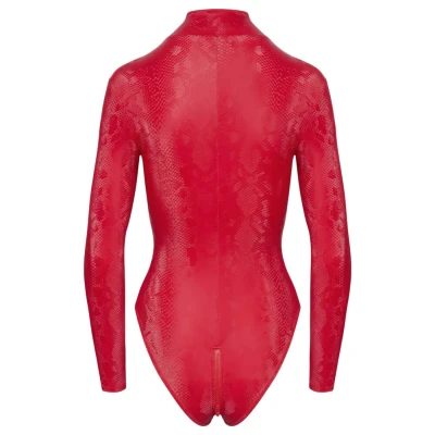 Cottelli - kígyóbőr mintás body (piros)