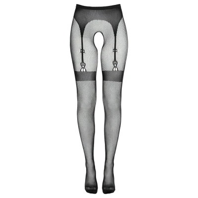 Cottelli Legwear - fekete combfixes nyitott harisnya (S-L)