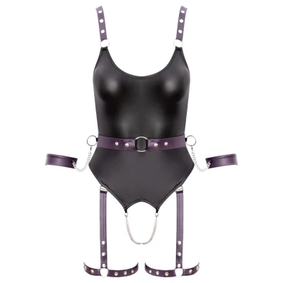 Cottelli - nyitott bondage body bilincsekkel (fekete)