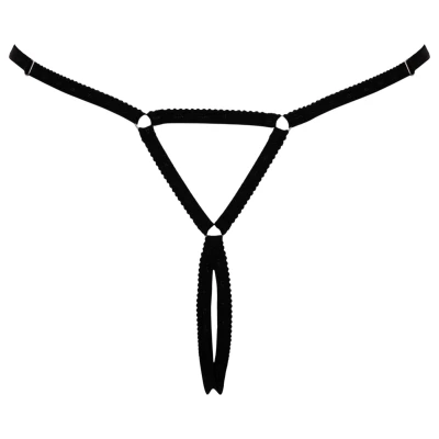 Cottelli - fekete nyitott string tanga csillogó kővel (S-L)