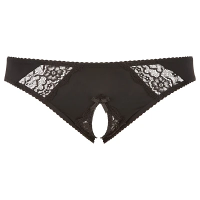 Cottelli Plus Size - csipkés, nyitott bugyi (fekete)