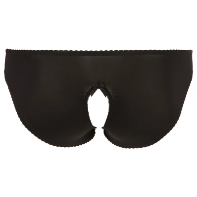 Cottelli Plus Size - csipkés, nyitott bugyi (fekete)