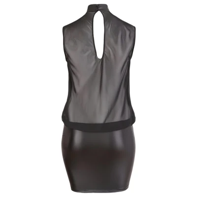 Cottelli Plus Size - fényes sifon szexi ruha nőknek (fekete)