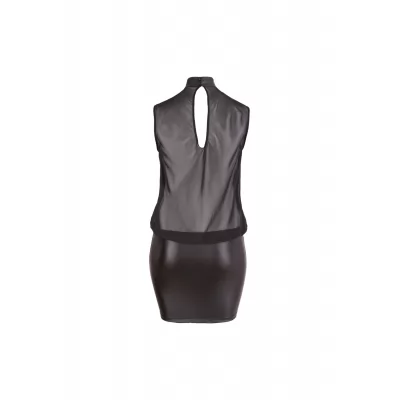Cottelli Plus Size - fényes sifon szexi ruha nőknek (fekete)