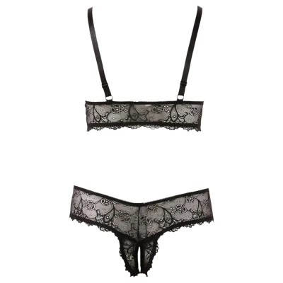 Cottelli Plus Size - csipke melltartó szett (fekete)