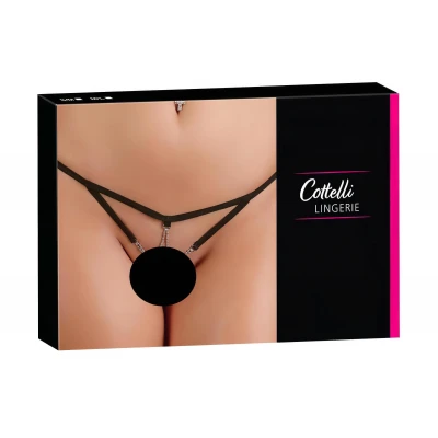 Cottelli - strasszos nyitott tanga nőknek (fekete)
