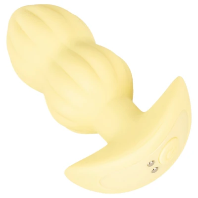 Cuties Mini - bordázott vibrációs anál plug (sárga)