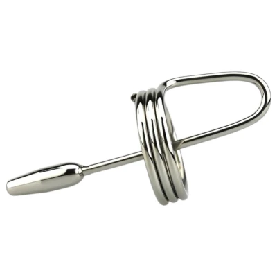 DeepRing - ezüst gyűrűs fém dilátor, húgycsőtágító rúd (9 cm)