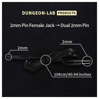DG-LAB - 2 mm-es elektróda hosszabbító és elosztó kábel (fekete)