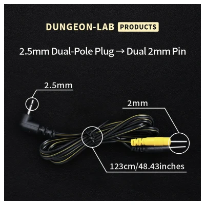 DG-LAB - elektródakábel 2,5 mm-es jackről 2 mm-es tüskékre (fekete)