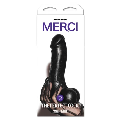 Doc Johnson The Perfect Cock - fekete élethű dildó (19 cm)